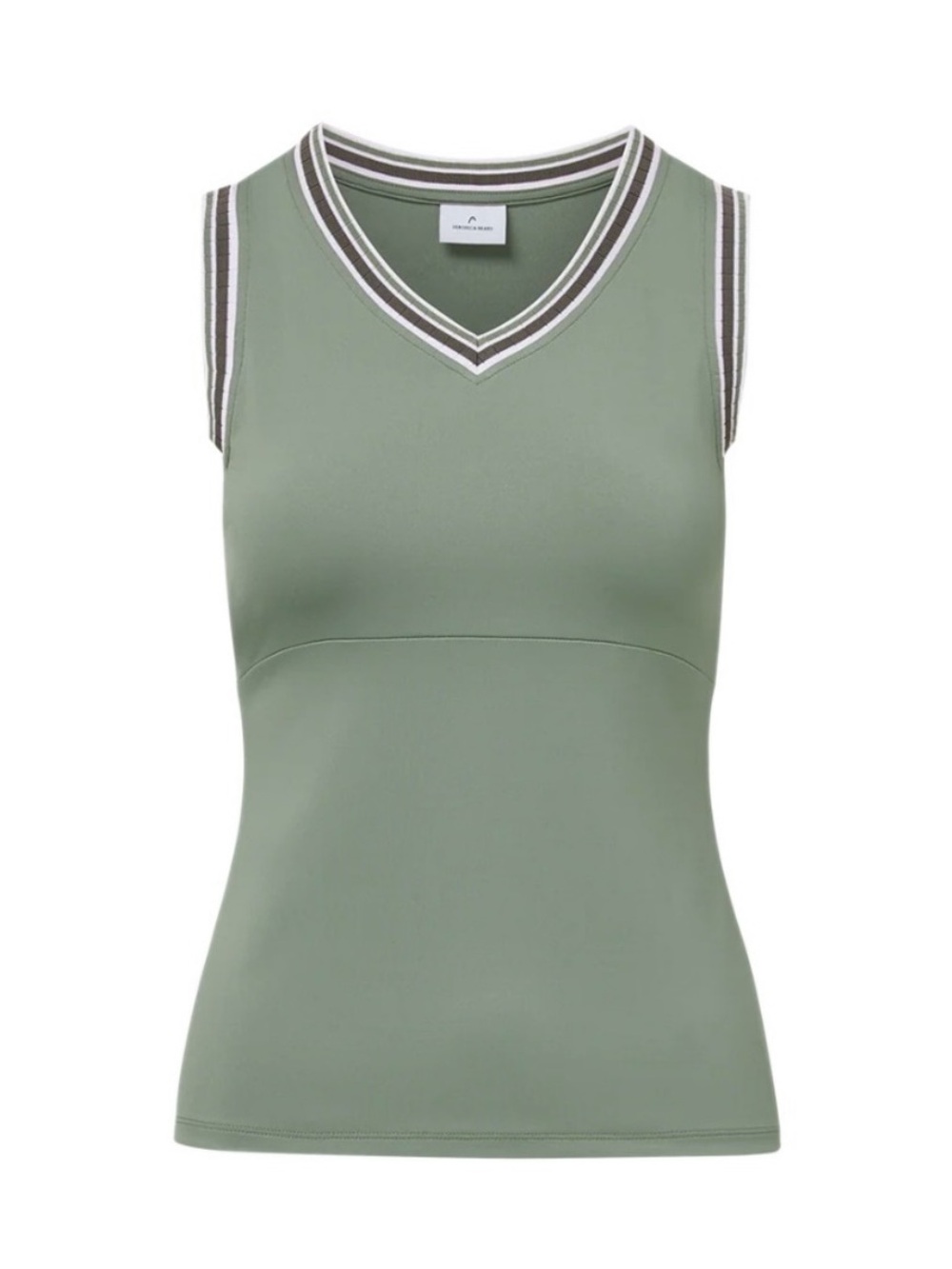 NWT Veronica Beard HEAD Spin Striped-Trim sage Green Active Tank